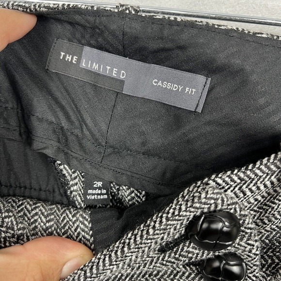 The Limited Cassidy Trouser Pants Size 2 Black/Gray Herringbone Wide Leg 32" in - Picture 8 of 11